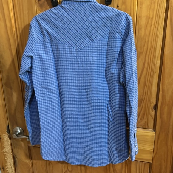 Vintage ELY Cattleman Men’s Blue Plaid Pearl Snap Cowboy Western Shirt - Picture 5 of 5